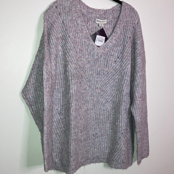 Ava & Viv Sweaters - Ava & Viv Lavender VNeck Sweater 2x